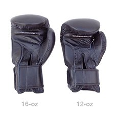 12 oz and 16 oz Sparring Gloves - Back view size comparison