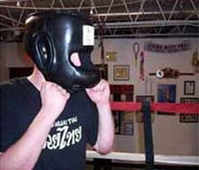 Facesaver Protective Headfgear Side View on Person's Head