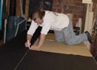 Step one in hand crafting a KO Fightgear Bag - Cutting the Shell