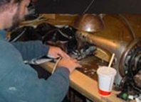 Step two in hand crafting a KO Fightgear Bag - Sewing all the pieces Together