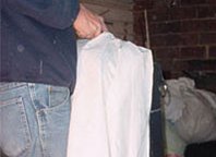 Step four in hand crafting a KO Fightgear Bag - Checking the fill